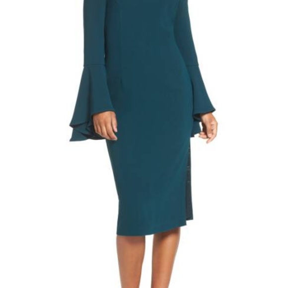 Bardot 'Solange' Off the Shoulder Midi Dress TEAL - Picture 3 of 6